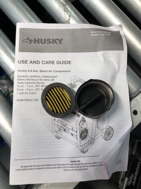 Photo 6 of ***NONREFUNDABLE - THIS SALE FINAL -  PARTS ONLY - SEE COMMENTS***
Husky 4.5 Gal. 175 PSI Portable Electric Quiet Air Compressor