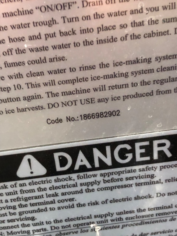 Photo 5 of ***DAMAGED - MISSING PARTS - UNTESTED - SEE COMMENTS***
DUURA DI50P 65Lb Premium Clear Ice Cube Maker Machine with Drain Pump Blue LED and Energy Star Built-In Undercounter or Freestanding Household Residential or Commercial Use, 15 Inch Wide, Silver