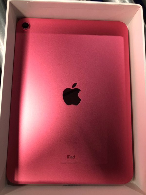 Photo 4 of ***USED - POWERS ON - UNABLE TO TEST - FURTHER***
Apple iPad (10th Generation): with A14 Bionic chip, 10.9-inch Liquid Retina Display, 64GB, Wi-Fi 6, 12MP front/12MP Back Camera, Touch ID, All-Day Battery Life – Pink