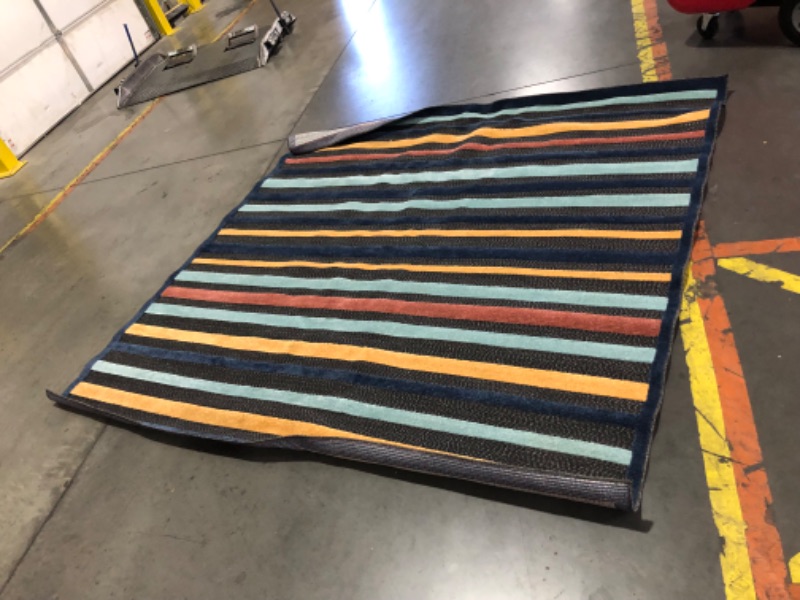 Photo 2 of ***USED - DIRTY - NO PACKAGING***
Unique Loom Belize Outdoor Collection Area Rug - Altun (7' 10" Square, Charcoal/ Light Blue)