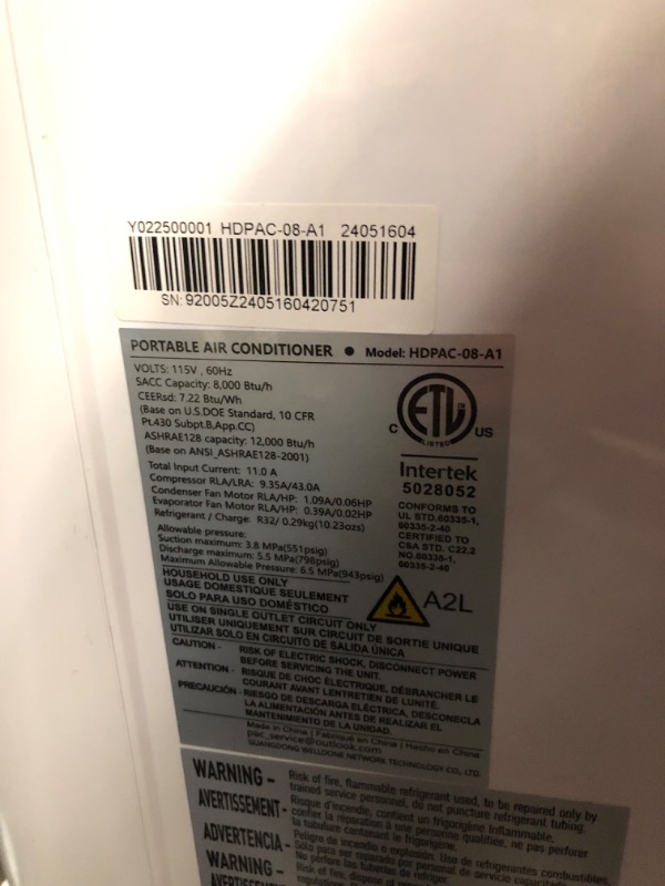 Photo 4 of ***DAMAGED - UNTESTED - SEE COMMENTS***
12,000 BTU Portable Air Conditioner Cools Up to 500 Sq.Ft, 3-IN-1 Energy Efficient Portable AC Unit with Remote Control & Installation Kits for Large Room, Campervan, Office, Temporary Space