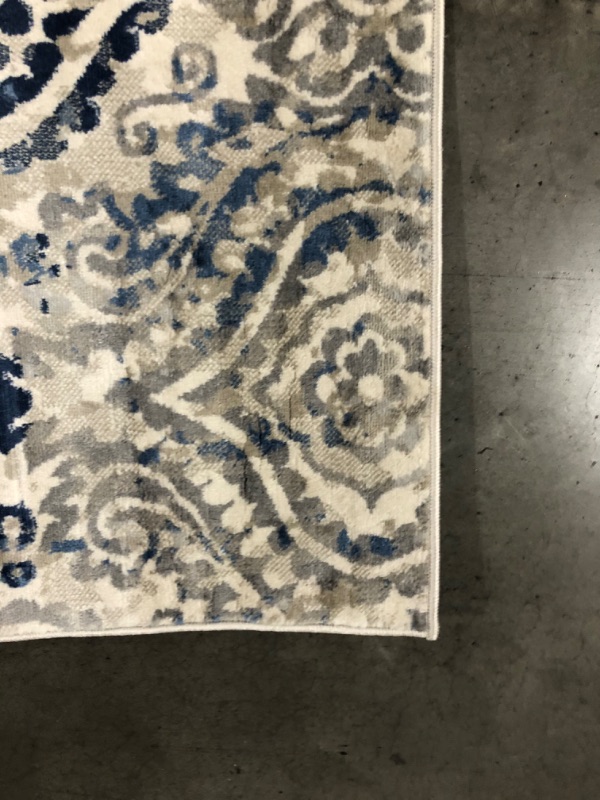 Photo 4 of ***MAJOR DAMAGE - HUGE TEAR - SEE PICTURES - NO PACKAGING - VERY DIRTY***
Melrose Audrey Ivory/Blue 9 Ft. X 12 Ft. Medallion Area Rug