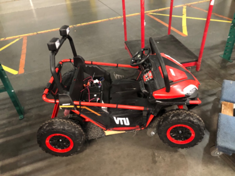 Photo 1 of ***USED - UNTESTED - SEE COMMENTS***
ELEMARA 24V 2 Seater Ride on Car for Kids,10AH 4WD Powered UTV Toy,4.5MPH Large Side by Side Electric Car with Remote,Bluetooth,LED Light,3 Speeds,Music,Spring Suspension,Storage for 3-8 Gift,Fire Red