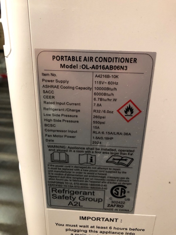 Photo 3 of ***DOESN'T POWER ON - MISSING PARTS - SEE COMMENTS***
ZAFRO 10,000 BTU Portable Air Conditioners Cool Up to 450 Sq.Ft