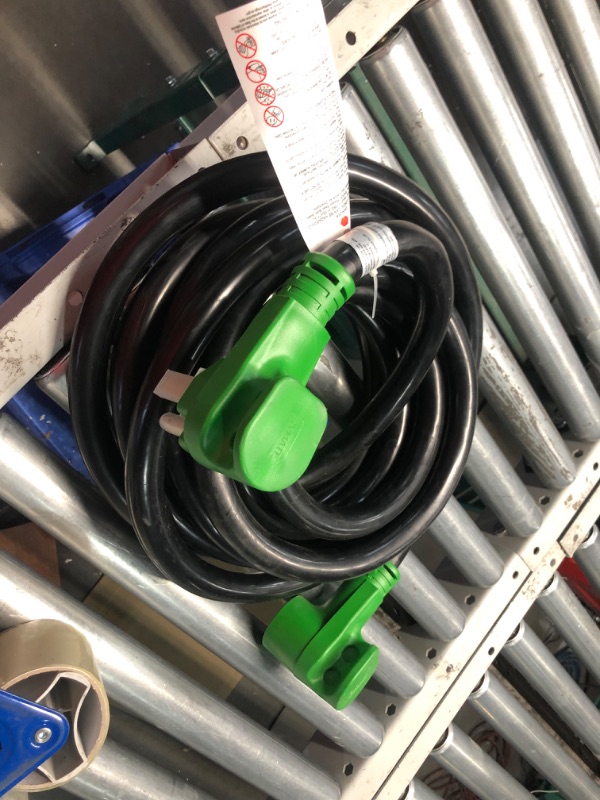 Photo 2 of ***USED AND DIRTY - UNABLE TO TEST - UNKNOWN LENGTH***
50 Amp NEMA 14-50P to 14-50R RV/EV Extension Cord 4-Prong Heavy Duty Outdoor Auto Power Cord with Grip Handle Green Compatible with Tesla Model 3/S/X/Y EV Charging and RV Trailer Campers