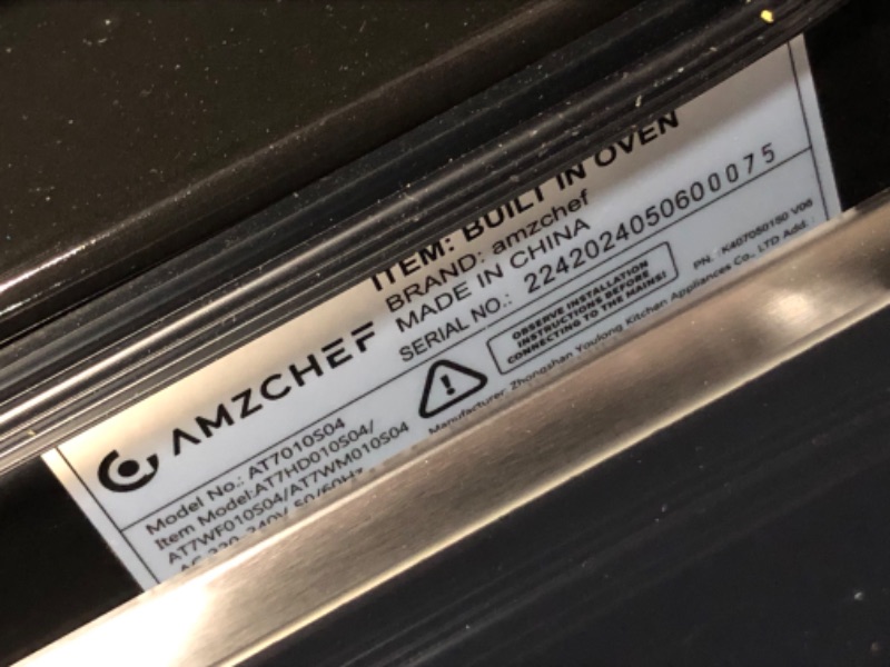 Photo 1 of ***USED - DAMAGED - NO PACKAGING - SEE COMMENTS***
AMZCHEF Single Wall Oven 24" Built-in Electric Ovens with 11 Functions, 8 Automatic Recipes, 2800W, 240V, 2.5Cu.f Convection Wall Oven in Stainless Steel, Touch Control, Timer, Safety Lock,Upgraded