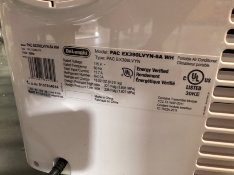 Photo 1 of ***USED - MAJOR DAMAGE - SEE COMMENTS***
De'Longhi 14000 BTU Portable Air Conditioner, Dehumidifier & Fan + Cool Surround Remote w/Built-in Temperature Control Sensor & Quiet Mode, 700 sq ft, XLarge Room, Pinguino 8600 BTU (DOE), White