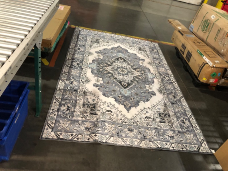 Photo 3 of ***USED - DIRTY - NO PACKAGING***
Noahas Grey 6x9 Area Rugs for Living Room, Vintage Machine Washable Rug,Low Pile Print Large Rug with Rubber Backing Non-Slip Carpet for Bedroom,Kitchen,Dining Room,Home Office,Home Decor