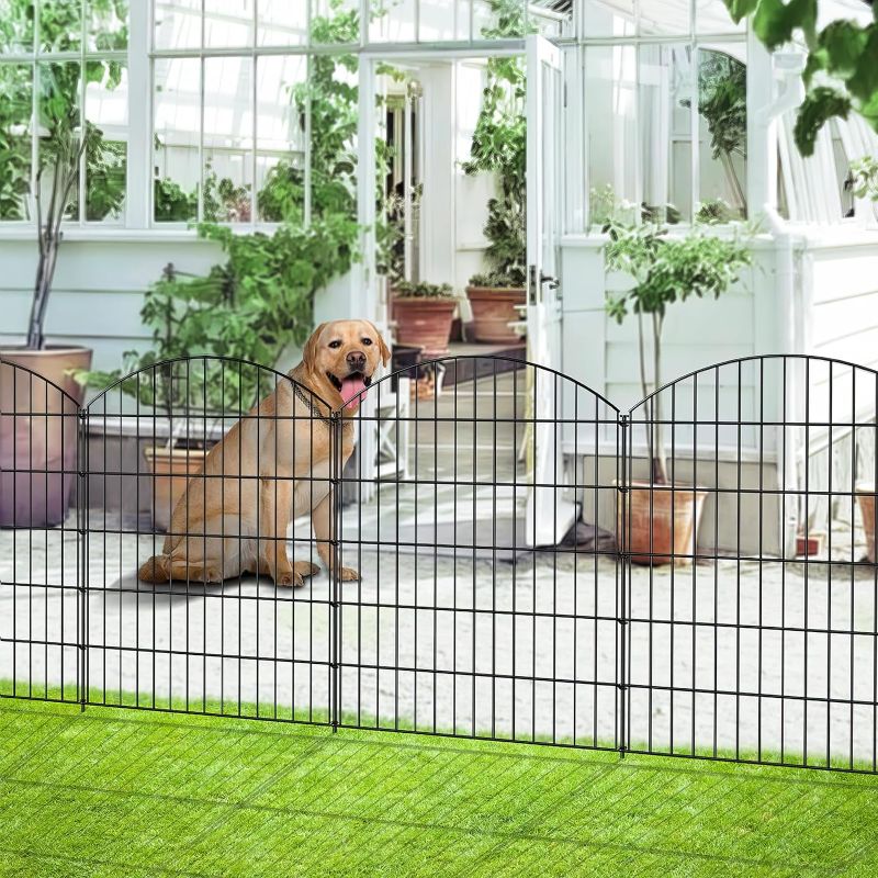 Photo 1 of ***USED - LIKELY MISSING PARTS - UNABLE TO VERIFY FUNCTIONALITY***
FOREHOGAR Decorative Metal Garden Fence Outdoor CTW3643, 43.2in H x 14.75 ft L, No Dig Temporary Dog Fence Border Fencing for Yard Patio Landscape Flower Bed,5 Panels + 6 Stakes, Black