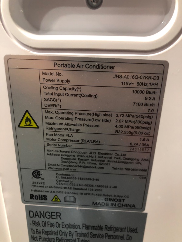 Photo 1 of ***MISSING PARTS - DOESN'T POWER ON - SEE COMMENTS***
Portable Air Conditioners, 10000 BTU Air Conditioner Portable for Room up to 450 Sq. Ft., 3-in-1 Portable AC Unit with Digital Display, Remote Control, Window Installation Kit, 24H Timer, Sleep Mode
