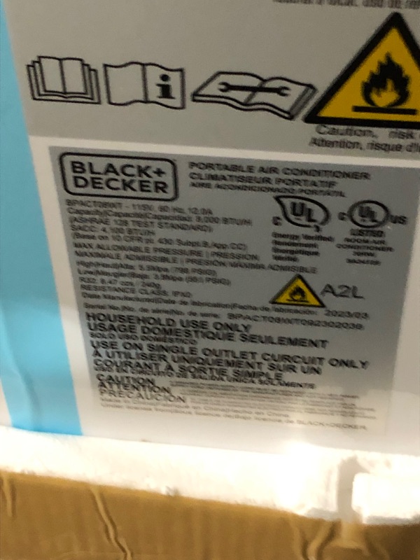 Photo 7 of ***USED - LIKELY MISSING PARTS - UNABLE TO VERIFY FUNCTIONALITY - SEE COMMENTS***
BLACK+DECKER 8,000 BTU Portable Air Conditioner up to 350 Sq.Ft.with Remote Control, White White - 8,000 BTU 1 Count (Pack of 1)