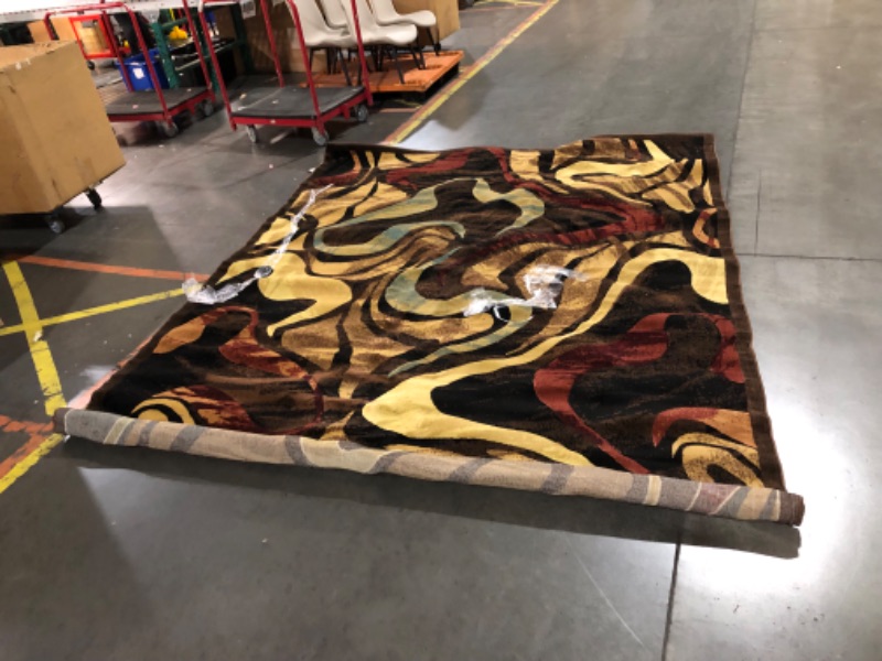 Photo 5 of ***HEAVILY USED - FRAYED - DAMAGED - SEE PICTURES - NO PACKAGING***
Home Dynamix Catalina Picasso Contemporary Artistic Swirl Area Rug, 7 ft 10 in x 10 ft 2 in, Black