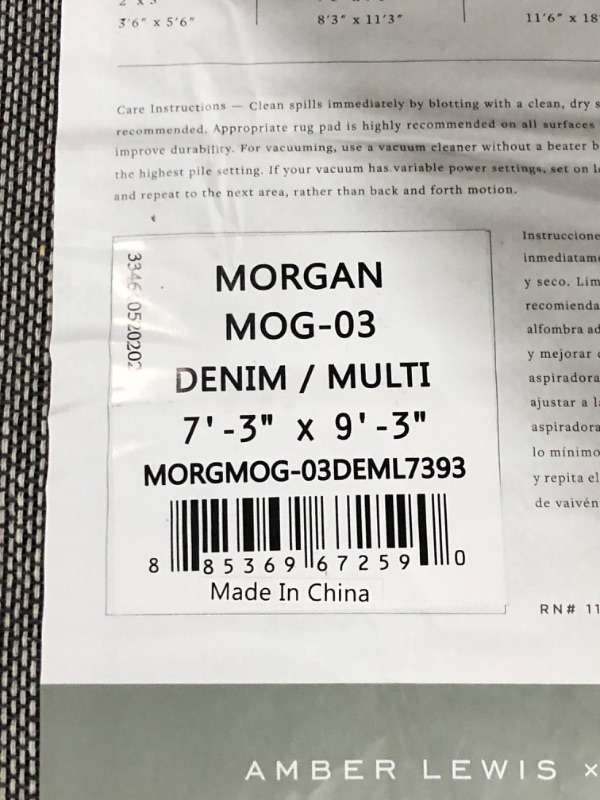 Photo 3 of ***USED - DIRTY - NO PACKAGING - SEE PICTURES***
Amber Lewis X Loloi Morgan Mog-03 7'3" X 9'3" Area Rug - Denim
