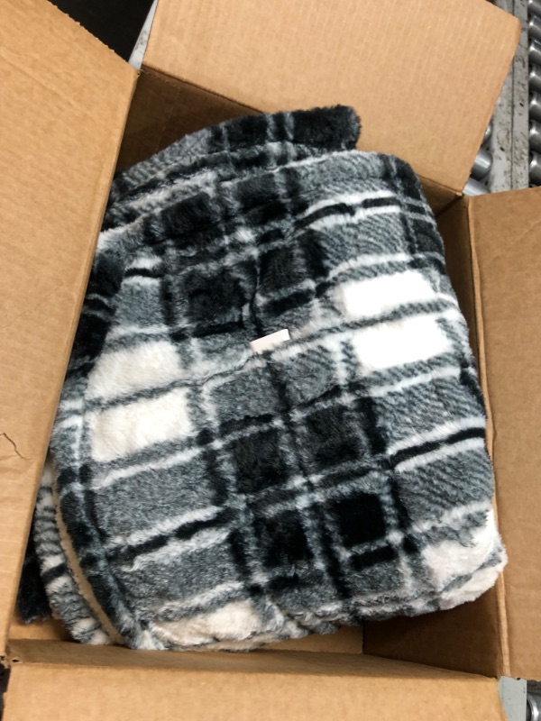 Photo 1 of ***USED - NOT IN ORIGINAL PACKAGING - UNABLE TO TEST***
MAXEVE Faux Rabbit Fur Electric Heated Blanket for Couch,Sofa, Sherpa Buffalo Plaid Heating Blanket with 8 Heating Levels & 8 Hours Auto Off, Over-Heat Protection,ETL Certified,Black