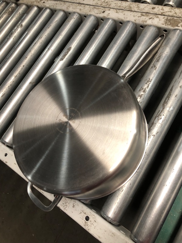 Photo 4 of ***USED - NO PACKAGING - HANDLE LOOSE***
DELARLO Tri-Ply Stainless Steel 12 Inch Deep Frying Pan with lid 7QT Saute Pan Nonstick, Induction Compatible Chef Cooking Pan, Large Pan