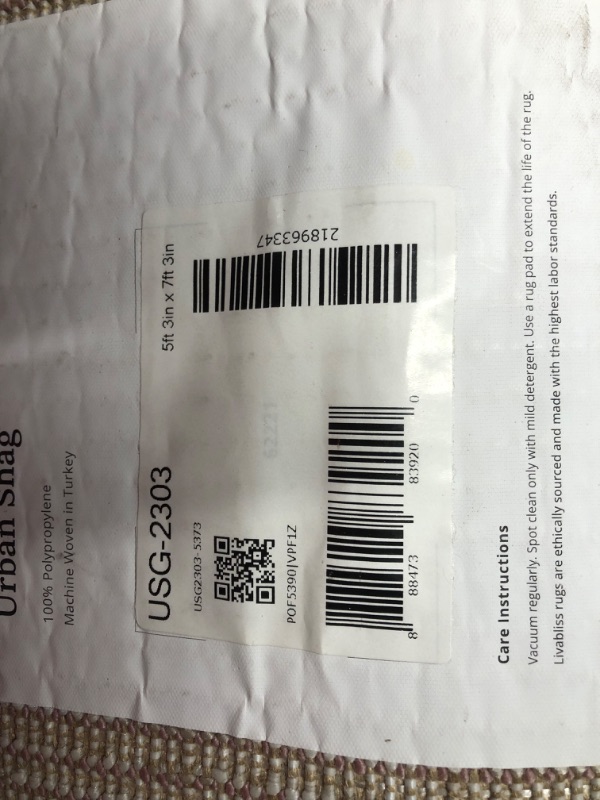 Photo 1 of ***USED - DIRTY - NO PACKAGING***
Surya Urban Shag USG-2303 Cream 5'3" x 7'3" Area Rug