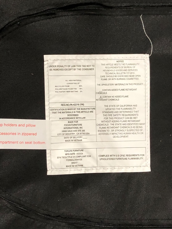 Photo 7 of ***USED - NO PACKAGING - SEE PICTURES***
Flamaker Futon Sofa Bed Modern Folding Futon Set Linen Fabric Convertible Recliner Lounge for Living Room with 2 Cup Holders, Removable Armrests (Fabric, Black)