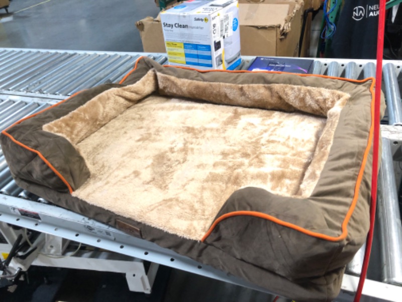 Photo 4 of ***USED - DIRTY - NO PACKAGING - MISSING STUFFING - SEE PICTURES***
Comfort Expression Cooling Dog Bed Orthopedic, Memory Foam Dog Bed for Large Dogs, Waterproof Dog Beds, Washable Dog Bed with Removable Cover,Pet Bed Dog Sofa with Bolster(Large,Khaki Bro