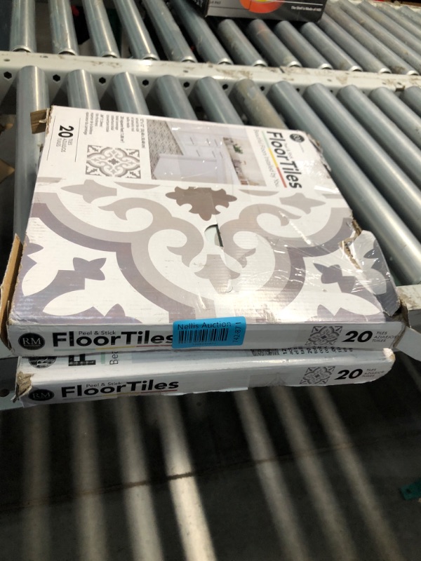 Photo 2 of (2 PACK)RoomMates FT4600BX Roma Gray Peel and Stick Floor Tile