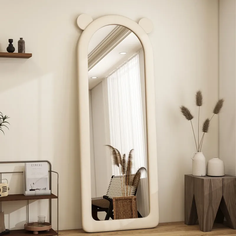 Photo 1 of ***USED***
Anyrose 63"x24" Arched Floor Mirror Irregular Full Length Mirror With Flannel Frame, White