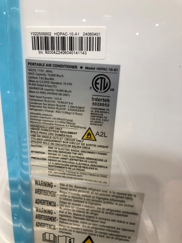 Photo 2 of ***FACTORY SEALED. OPENED TO INSPECT***
12,000 BTU Portable Air Conditioner Cools Up to 500 Sq.Ft, 3-IN-1 Energy Efficient Portable AC Unit with Remote Control & Installation Kits for Large Room, Campervan, Office, Temporary Space