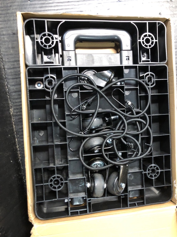 Photo 1 of **MISSING ONE WHEEL**READ NOTES**
SPACEKEEPER Folding Hand Truck, 227KGS Heavy Duty Platform Truck Utility Cart with 6 Wheels & 2 Elastic Ropes for Luggage, Black