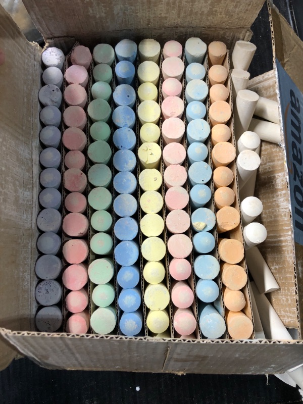 Photo 2 of ***missing a few white pieces ** S&S Worldwide Giant Box of Jumbo Sidewalk Chalk, 126 Pieces, 9 Colors - Bulk Set Color Splash Outdoor Colored Chalk for Kids and Toddlers Ages 3+, Non-Toxic