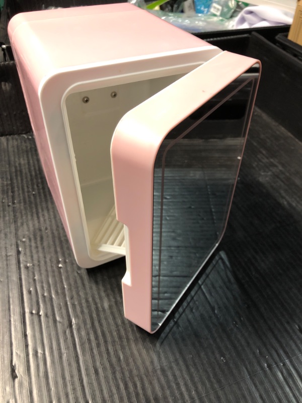 Photo 3 of *** missing charger, lightly used*** Skincare Fridge With Dimmable LED Light Mirror, 4L Makeup Mini Fridge for Bedroom, Car, Office & Dorm, Cooler & Warmer, Portable Small Refrigerator for Cosmetics, Skin Care and Food, Pink