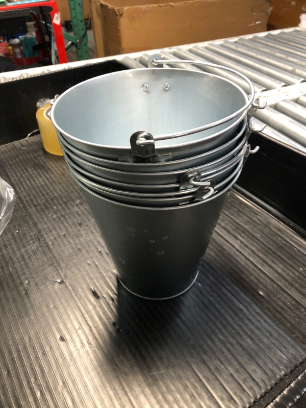 Photo 2 of (READ FULL POST) Juvale Round Galvanized Buckets - 6-Pack Steel Buckets with Handle for Beer and Drinks, Table Centerpiece Party Supplies