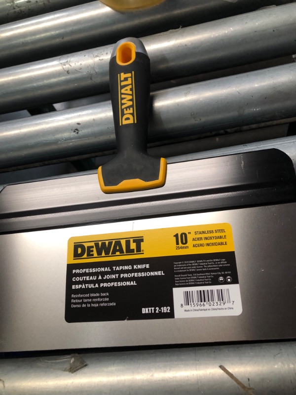 Photo 3 of (PACK OF 2) DEWALT 10" Big Back Taping Knife | Stainless Steel w/Soft Grip Handle | DXTT-2-192