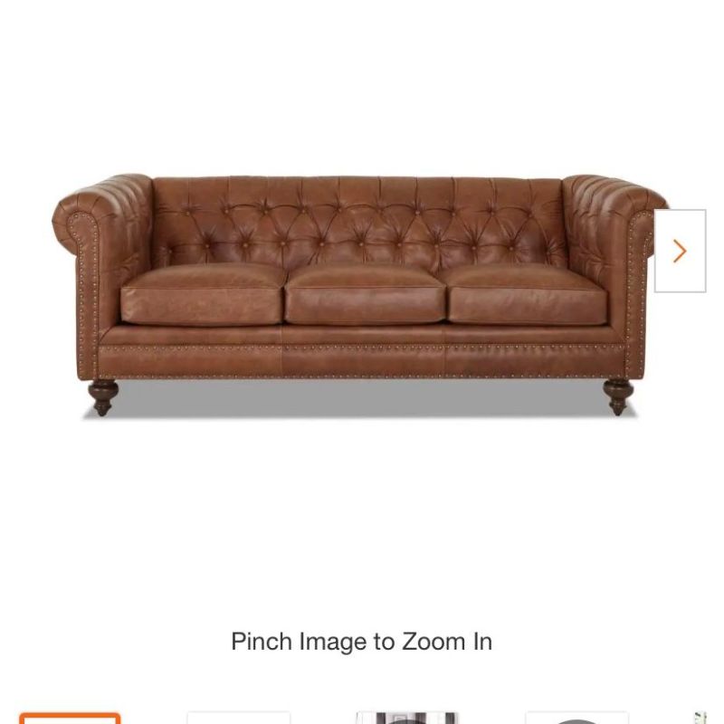 Photo 1 of ***TRUCK/TRAILER PICKUP ONLY***
Blakely 95 in. Arena Vintage Brown Leather 3 - Seater Chesterfield Sofa with Removable Cushions
