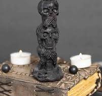 Photo 1 of NON REFUNDABLE BUNDLE OF 2, Black Color, 5.5 INCH Tall & 135 GMS, Pillar Skull Heads Shape Candle Pure Beeswax & Soywax. 100% Natural with Blackcurrant Scent.