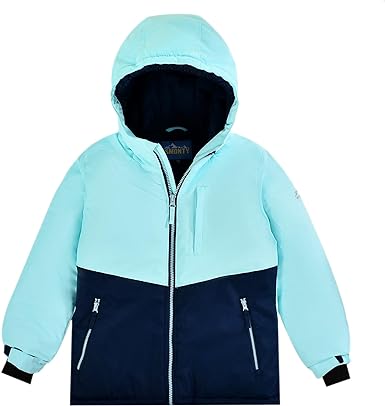 Photo 1 of Girls Ski Jacket Waterproof Windproof Warm Winter Fleece Snow Coat Snowboarding Jacket BLUE AND NAVY 10-12 