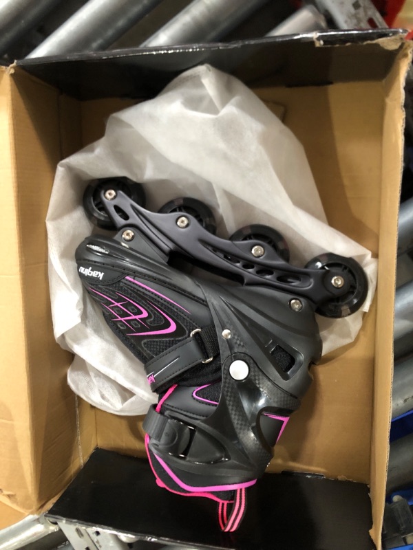 Photo 2 of **ONLY 1 ROLLER SKATE**KAQINU Adjustable Inline Skates, Outdoor Blades Roller Skates with Full Illuminating Wheels for Kids and Adults, Women, Girls and Boys C-Pink L-Youth(4Y-7Y)