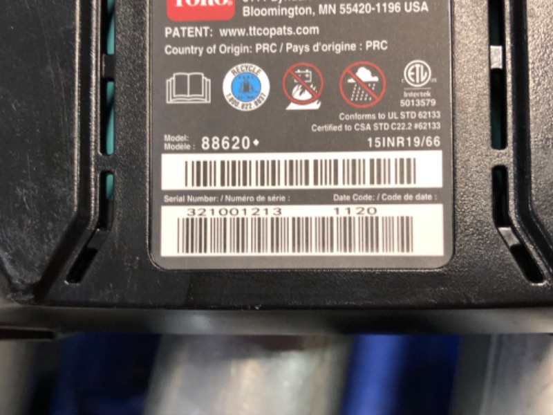 Photo 4 of ***USED - MISSING PARTS - DAMAGED - SEE COMMENTS***
Toro Flex-Force Power System 60V Max Lithium-Ion Brushless Cordless 13/15 Inch Electric String Trimmer with 2.0Ah Battery and Charger