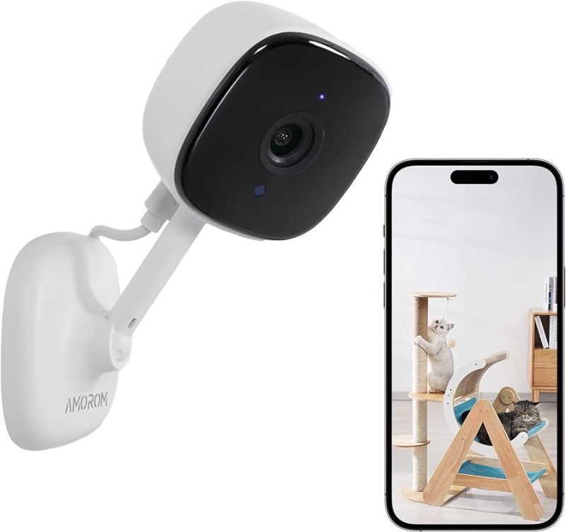 Photo 1 of **USED**WiFi Indoor Camera for Home Security, 24/7 Recording Camera for Office/House/Apartment Surveillance,SD Card/Cloud Storage, 2-Way Audio,Night Vision,AI Detection, Alexa/Google Assistant Supported