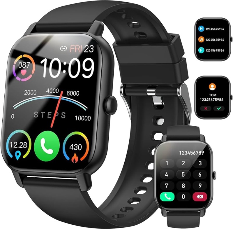 Photo 1 of **STOCK PHOTO FOR REFERENCE**Smart Watch (Answer/Make Calls), 1.85" Smart Watches for Men Women 112+Sport Modes Fitness Watch with Sleep Heart Rate Monitor, Pedometer, IP68 Waterproof Activity Trackers for iOS Android Dark Black