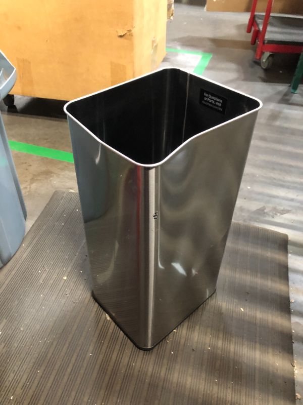 Photo 4 of ***DAMAGED - BENT - LID MISSING - SEE PICTURES - NO PACKAGING***
iTouchless 13 Gallon Touchless Sensor Trash Can with AbsorbX Odor Control System, Stainless Steel, Extra-Wide Lid Opening Kitchen Garbage Bin, Silver Silver, Sensor 13 Gallon