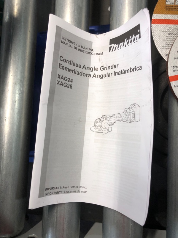 Photo 2 of **MISSING ITEM SEE NOTES**
Makita XAG26Z 18V LXT® Lithium-Ion Brushless Cordless 4-1/2” / 5" Paddle Switch X-LOCK Angle Grinder, with AFT®, Tool Only