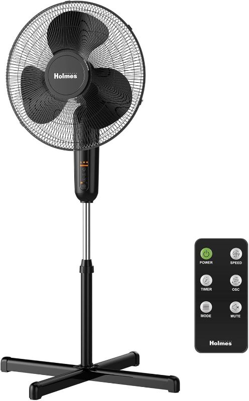 Photo 1 of ***NOT FUNCTIONAL - MOTOR DOESN'T SPIN - NO PACKAGING - SEE PICTURES - REMOTE MISSING***
HOLMES 16" Digital Stand Fan, 80° Oscillation, 3 Speeds, 3 Modes, 7.5 Hour Timer, Adjustable Height, 30° Adjustable Head Tilt, Ideal for Home, Bedroom or Office, Remo