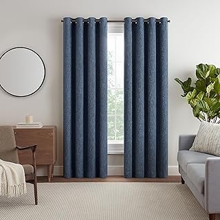 Photo 1 of **1 PANEL ONLY**Eclipse Décor Quinn Textured Solid 100% Blackout Curtain, Absolute Zero Curtain for Privacy, Perfect as Living Room Curtains or Bedroom Curtains, 84 in Long x 50 in Wide, Navy