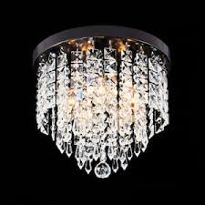 Photo 1 of 11 in. 5-Light Oiled Bronze Flush Mount Chandelier with K9 Crystals
