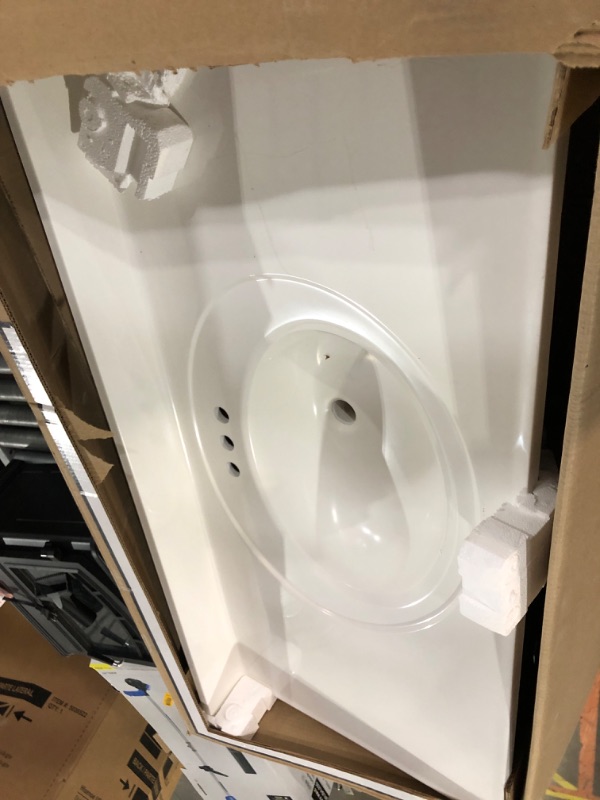 Photo 1 of [READ NOTES]
49 in. W x 22 in. D Cultured Marble White Round Single Sink Vanity Top in White
