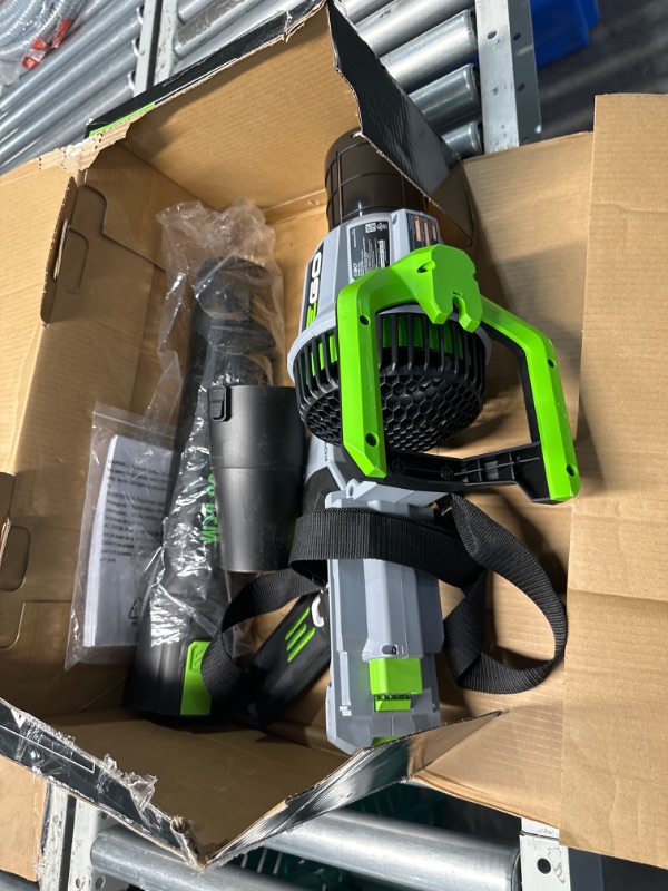 Photo 4 of **MISSING BATTERY & CHARGER** EGO Power+ LB7654 765 CFM Variable-Speed 56-Volt Lithium-ion Cordless Leaf Blower 5.0Ah, Black 765 CFM Blower Kit  w/ 5.0Ah Battery