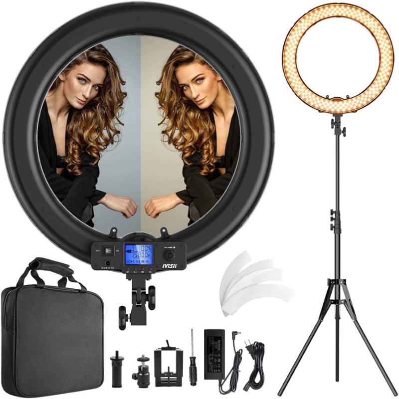 Photo 1 of Ring Light,19inch LED Ring Light with Stand &LCD Display Adjustable Color Temperature 3000K-5800K, Makeup Light for YouTube Video Shooting, Portrait, Vlog, Selfie 