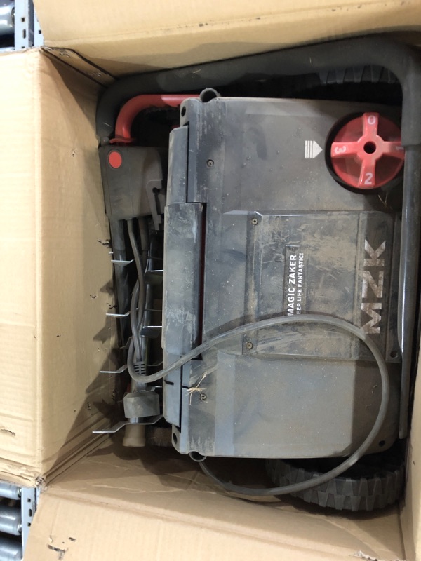 Photo 2 of **VERY USED**MZK 13-inch 12-Amp 2-in-1 Electric Dethatcher and Scarifier w/Removeable 8-Gallon Collection Bag, 4-Position Height Adjustment, Keep Lawn Health