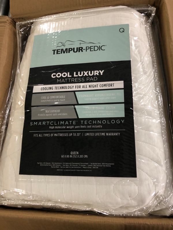 Photo 2 of Tempur-Pedic Cool Luxury Mattress Pad, Queen, White Queen Mattress Pad