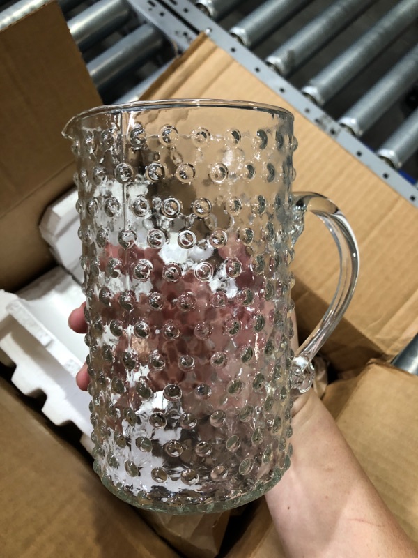 Photo 2 of (READ FULL POST) Creative Co-Op Hand Blown Glass Hobnail Pitcher, Clear Serveware, 7" L x 4" W x 7" H