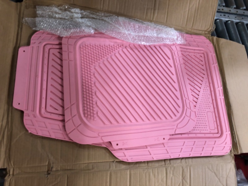 Photo 2 of CAR PASS Heavy Duty Rubber Floor Mats Pink 4-Piece Car Mat Set - Universal Waterproof for SUV Truck, Durable All-Weather Mats?Car Women,Girly(All Pink)