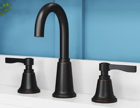 Photo 1 of (READ FULL POST) allen + roth Townley Oil Rubbed Bronze Widespread 2-Handle WaterSense Bathroom Sink Faucet with Drain
